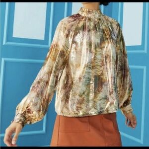 Evereve Marie Oliver June Blouse Earth Dye Elegant Multicolor Women's Top Medium